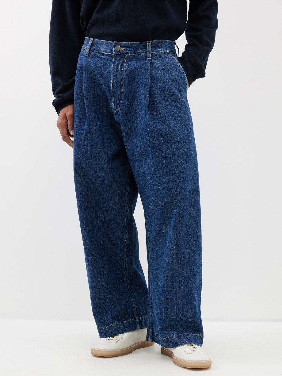Indigo Single-pleat wide-leg jeans | Studio Nicholson | MATCHES UK
