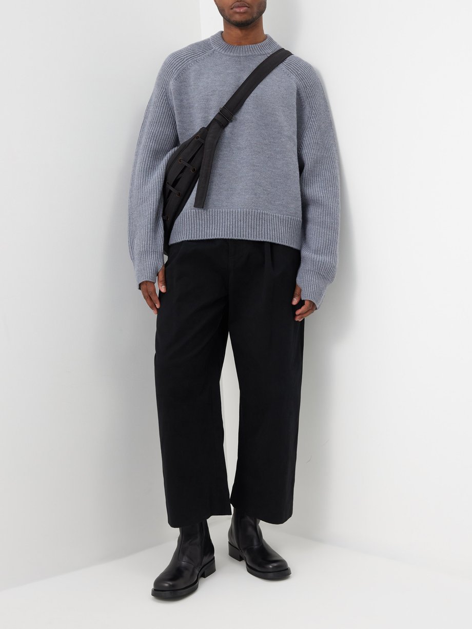 Grey Jean raglan-sleeve merino sweater | Studio Nicholson | MATCHES UK