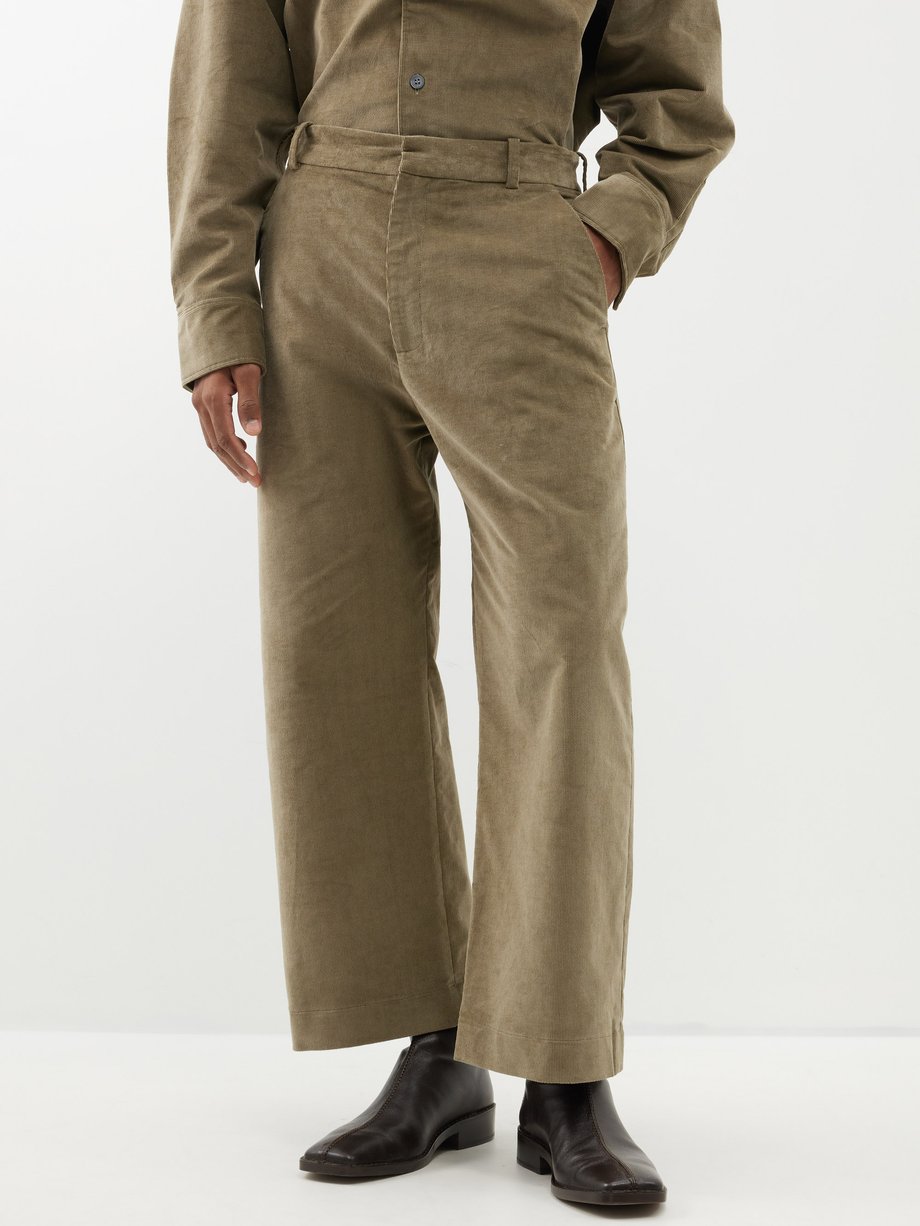 JIL SANDER Pleated Cotton-Canvas Cargo Trousers in Green