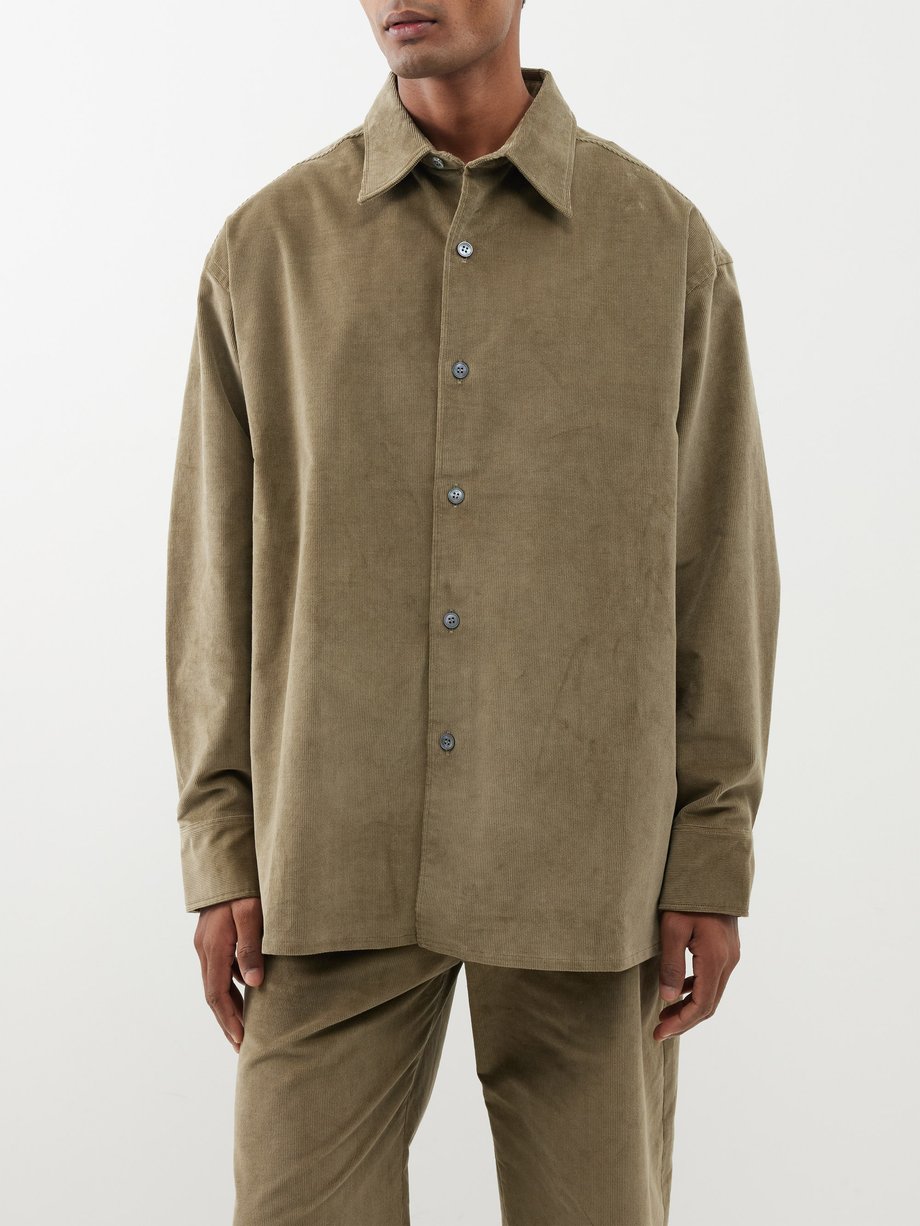 Studio Nicholson Rosso cotton-blend corduroy overshirt