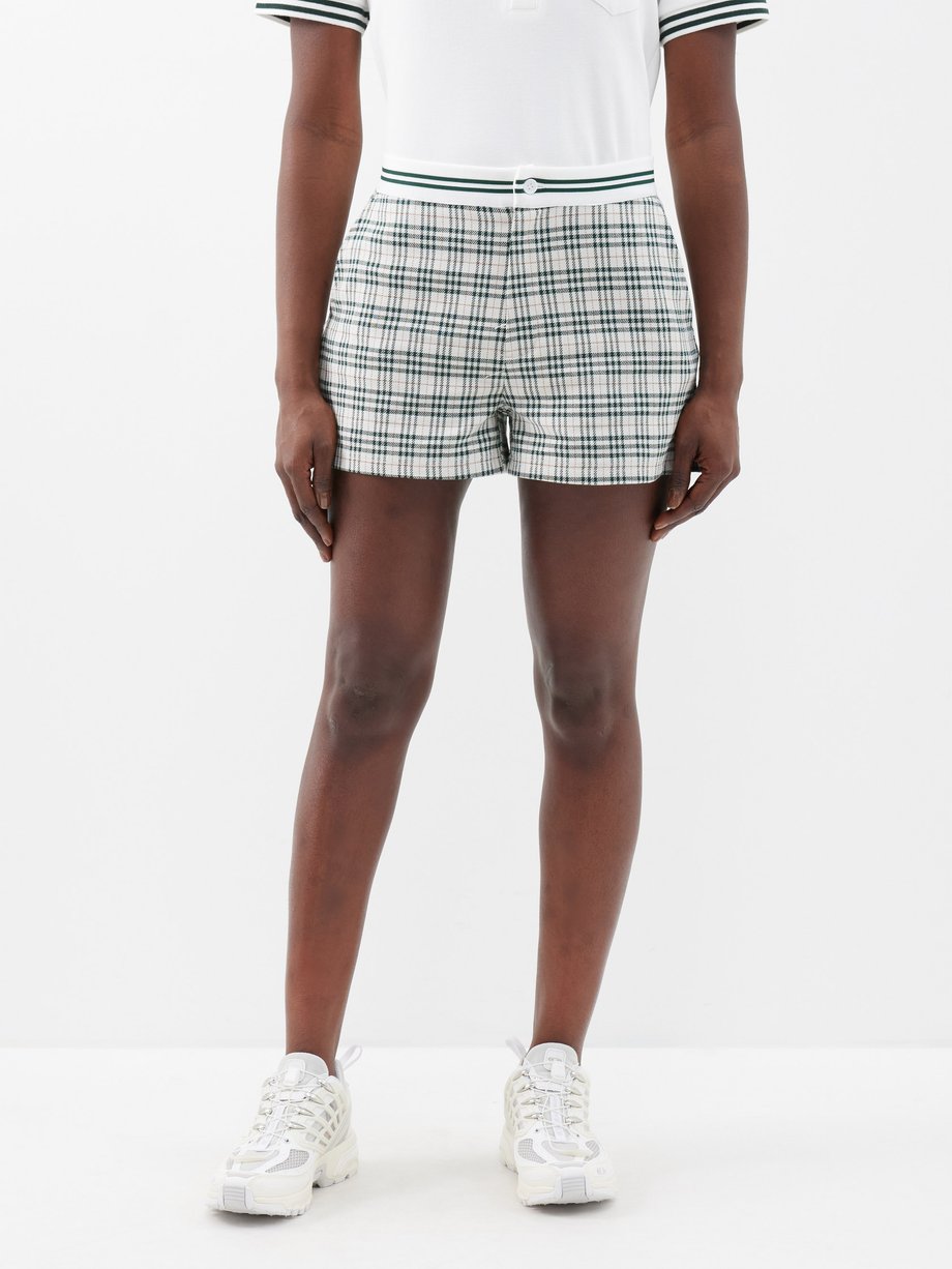 The Upside Grove Tommy plaid organic cotton-blend golf shorts