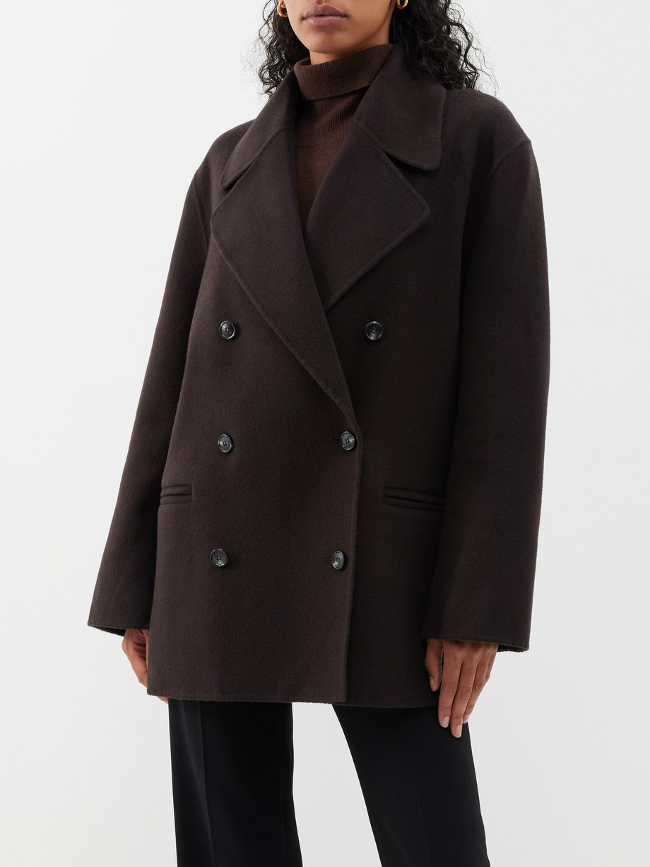 Dark brown Double-faced wool coat | Toteme | MATCHES UK