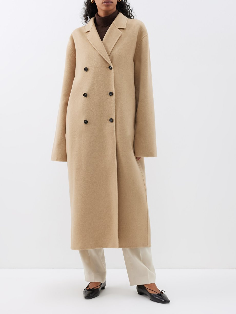 Beige Signature double-breasted wool coat | Toteme | MATCHES UK