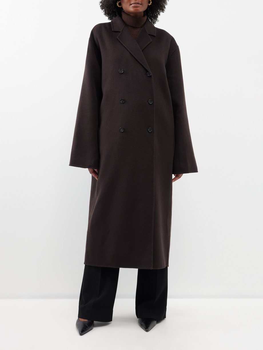 Brown Signature double-breasted wool coat | Toteme | MATCHES UK