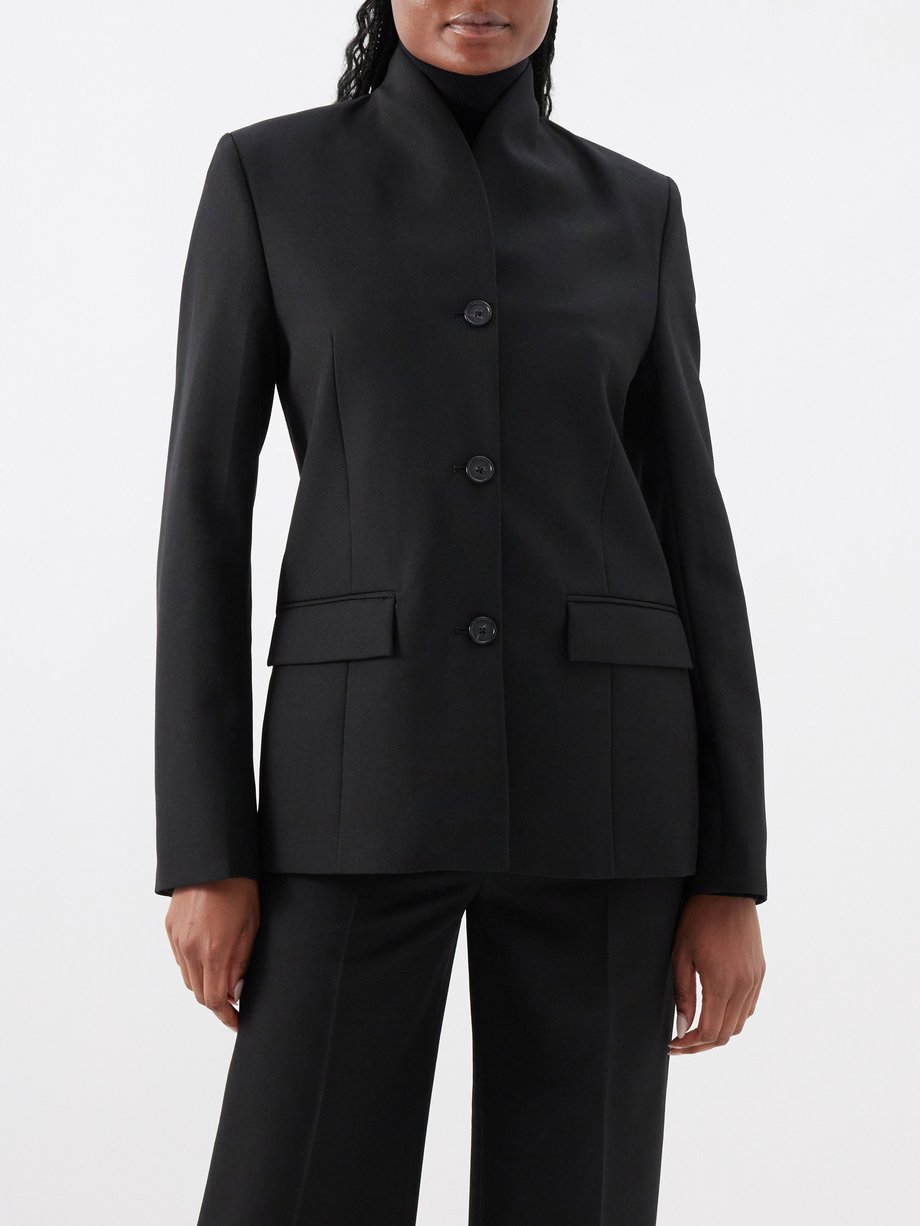 Black Stand-collar wool-blend suit jacket | Toteme | MATCHES UK