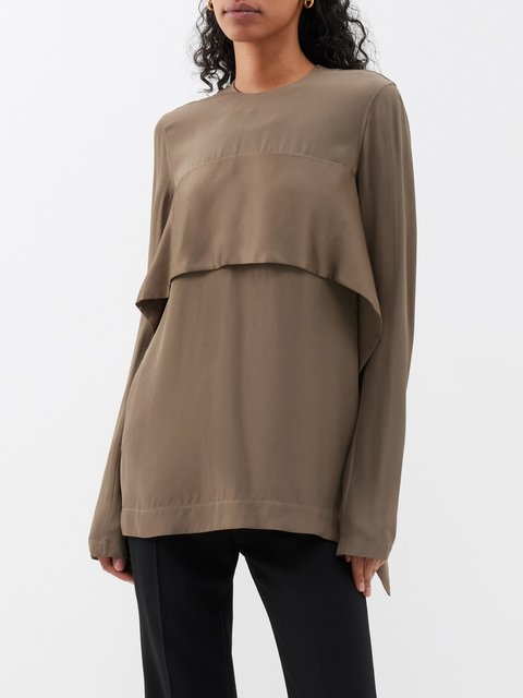 Green Technical-pleated tunic top | Pleats Please Issey Miyake 