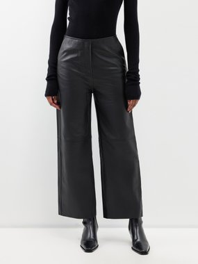 Toteme Panelled leather cropped trousers