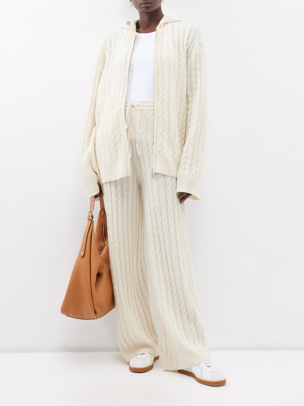 Toteme Cable-knit wool-blend trousers