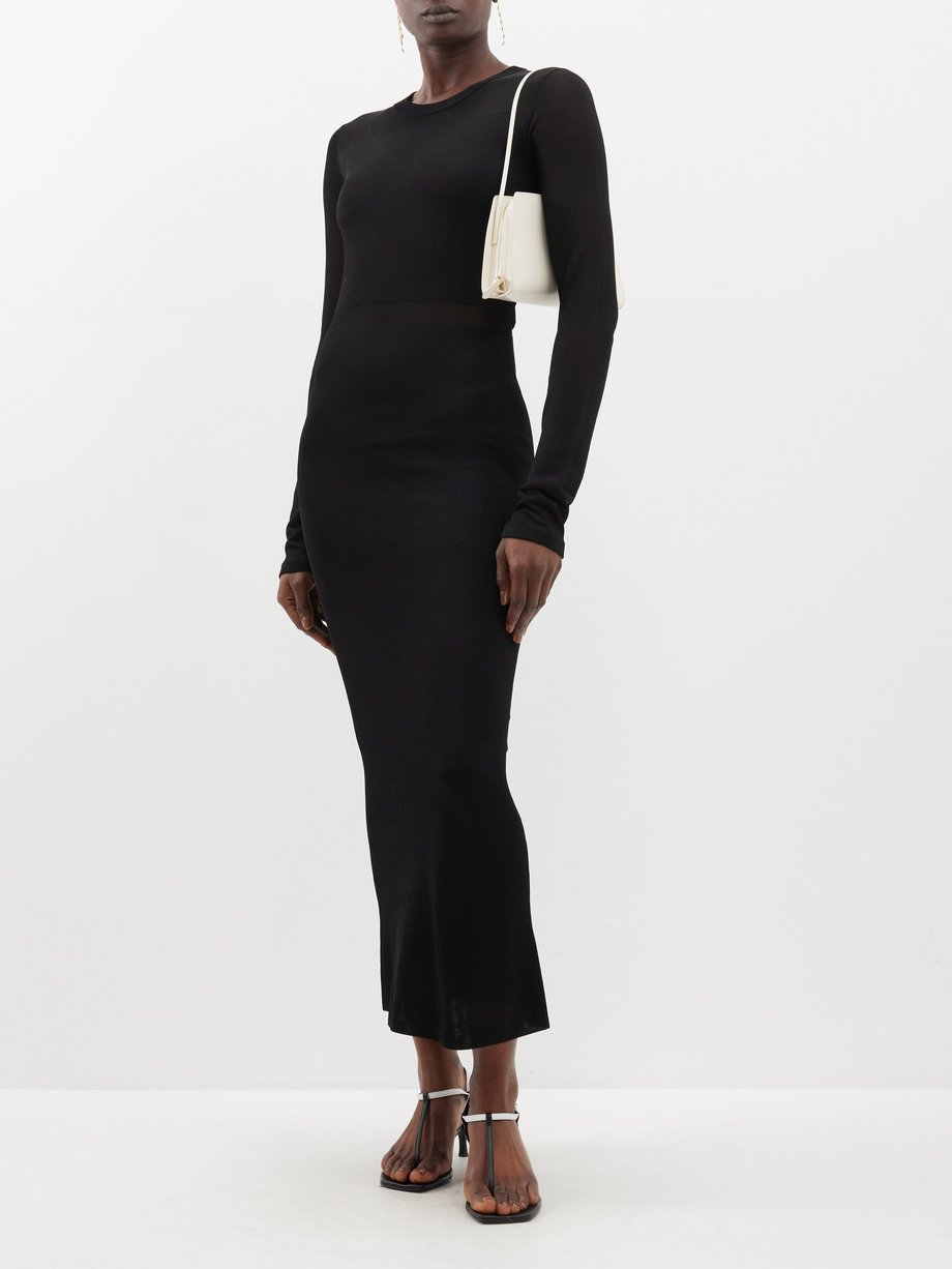 Black Mesh-panelled knit dress | Toteme | MATCHES UK
