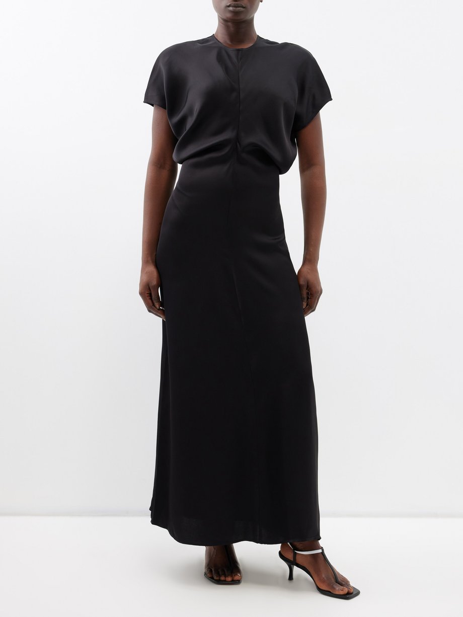 Black Draped satin maxi dress | Toteme | MATCHES UK