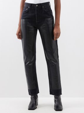 AGOLDE Agolde Ryder leather-panelled straight-leg jeans