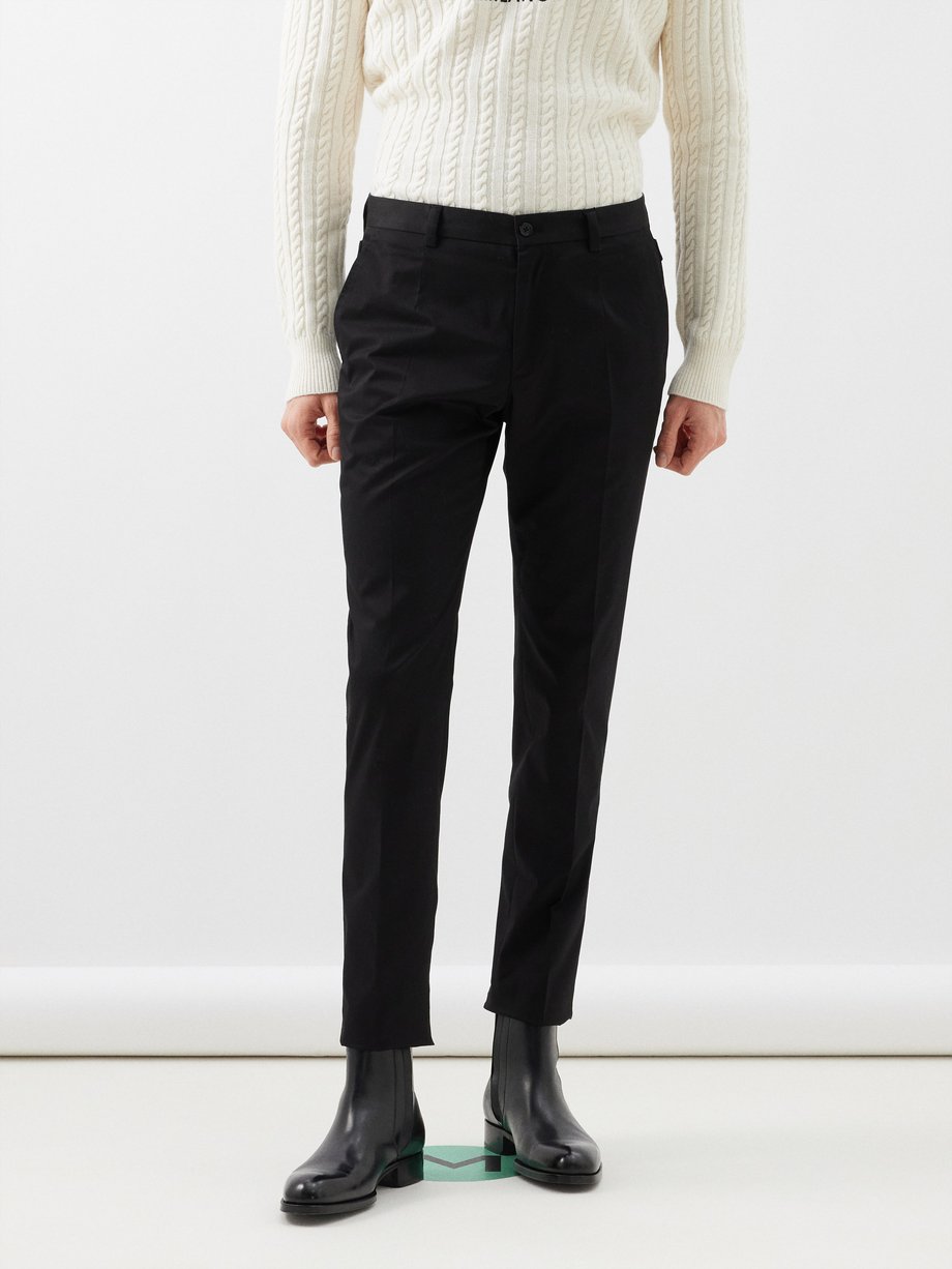 Dolce & Gabbana Cotton-blend sateen slim-fit trousers