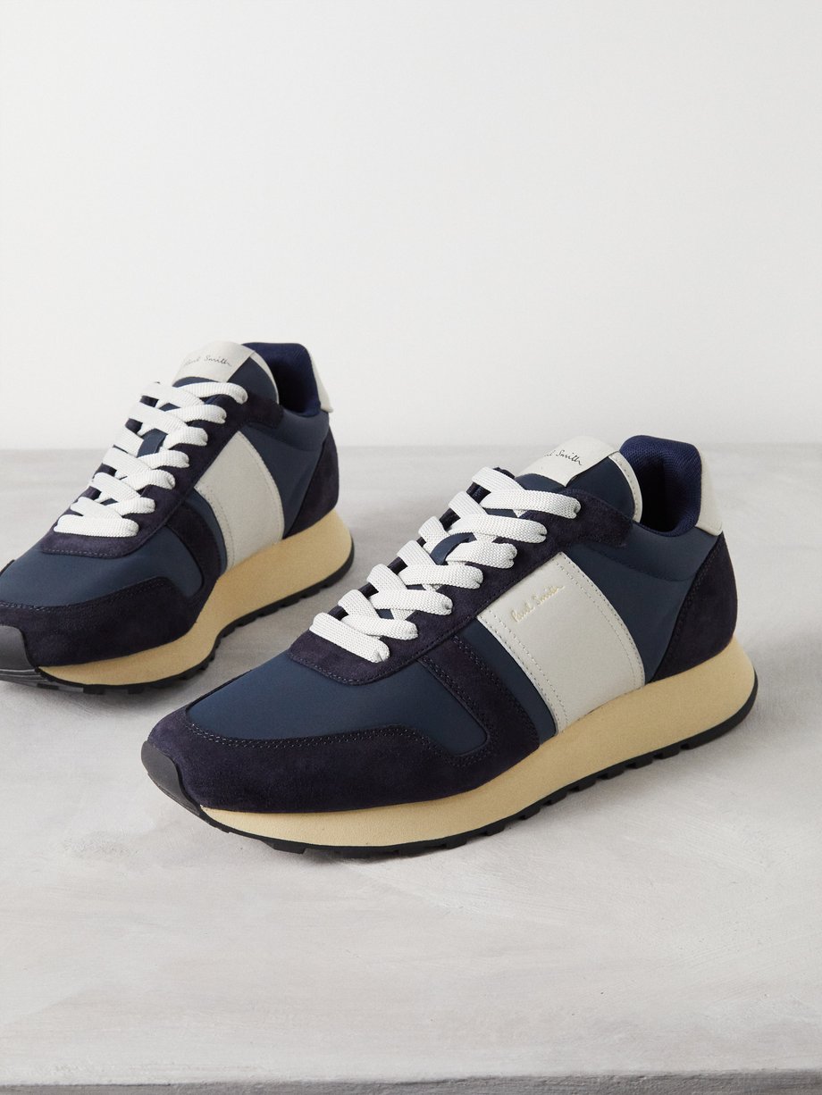 Navy Eighties leather and suede trainers | Paul Smith | MATCHES UK