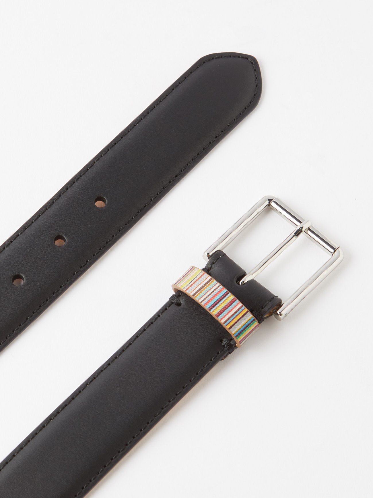 Black Signature Stripe MATCHES belt Paul | leather US | Smith