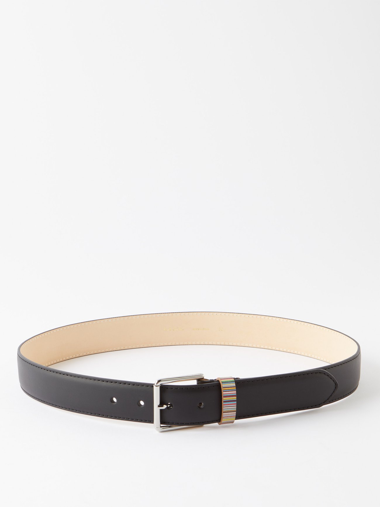 Black Signature Stripe Smith belt | Paul | US leather MATCHES