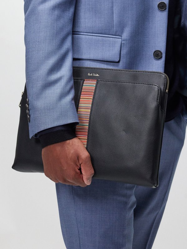 Paul Smith Signature Stripe leather pouch