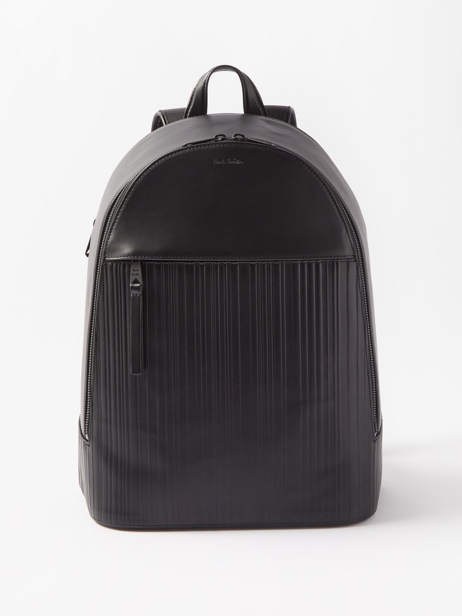 Black Signature Stripe-embossed leather backpack | Paul Smith ...