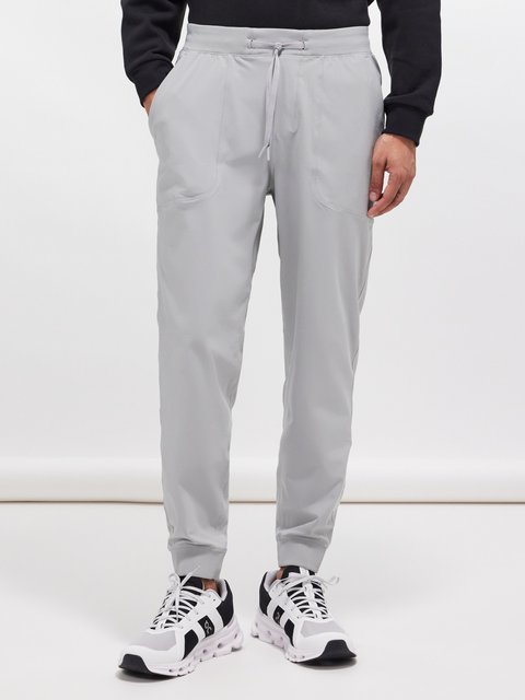 Grey Web stripe ribbed-knit wool-blend track pants, Gucci