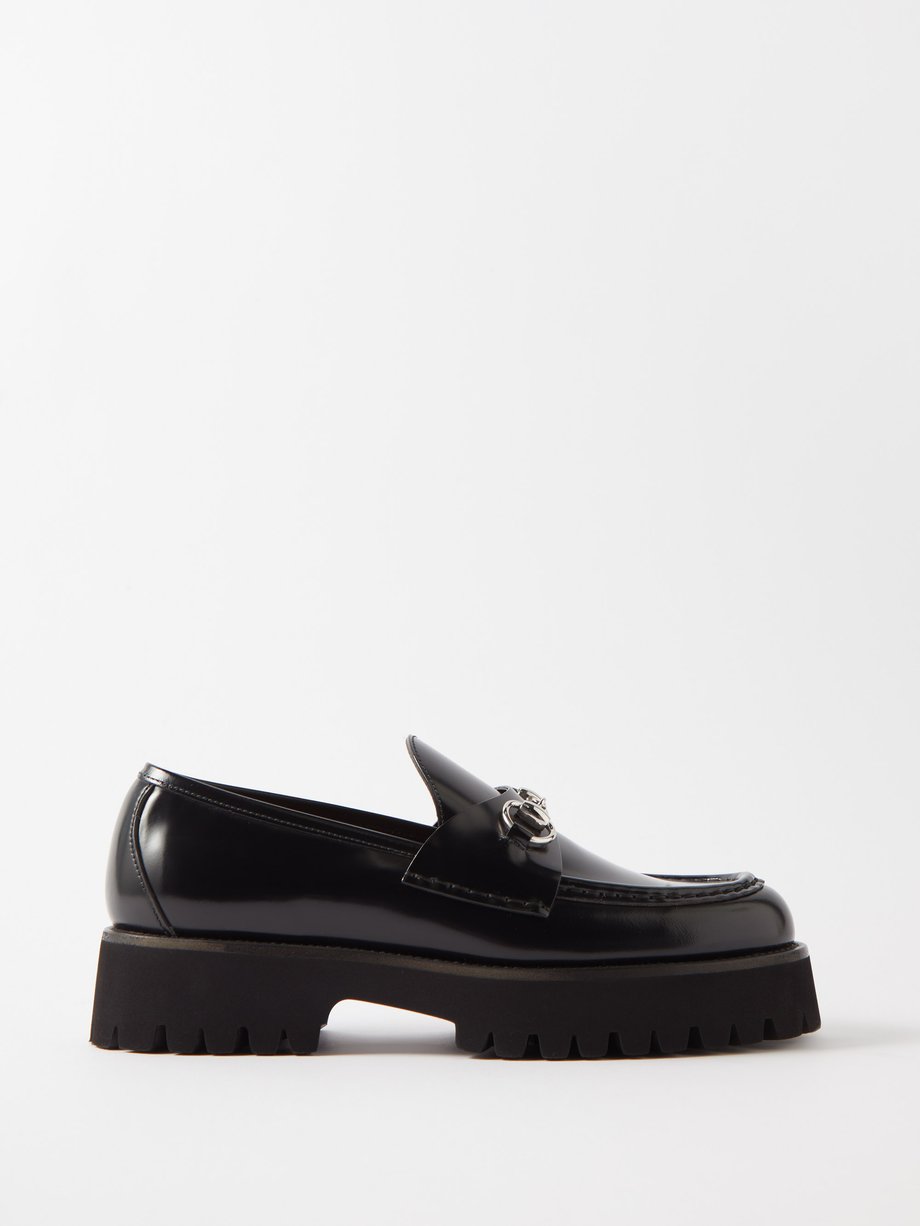 Black Horsebit leather chunky loafers | Gucci | MATCHES UK