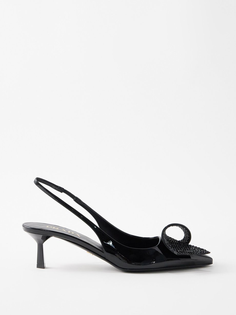 Black Modellerie 55 crystal and patent-leather pumps | Prada | MATCHES UK