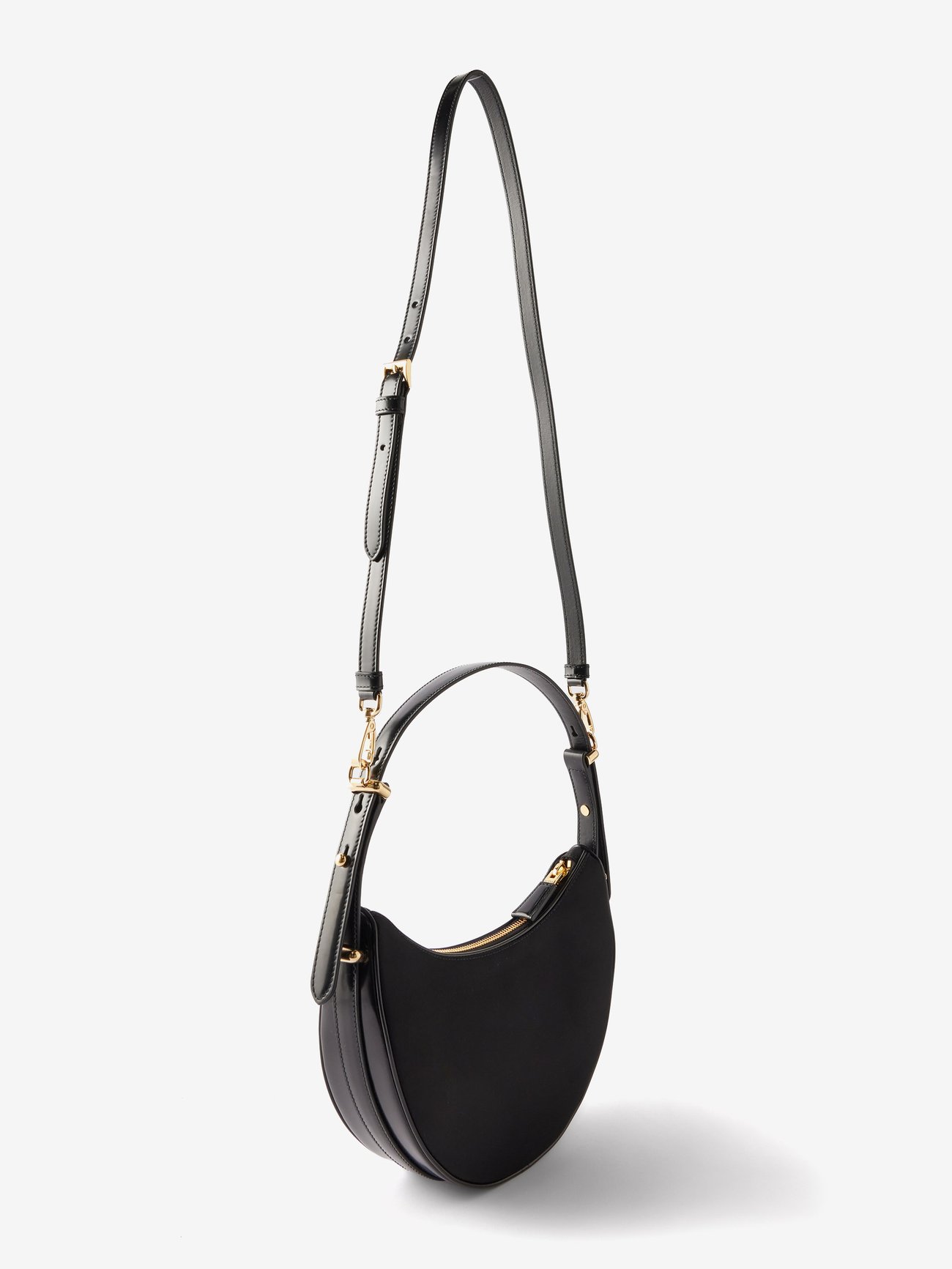 Black Arqué leather-trim Re-Nylon shoulder bag