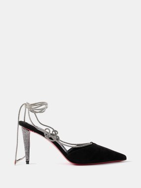 Christian Louboutin Astrid 85 crystal-embellished suede pumps