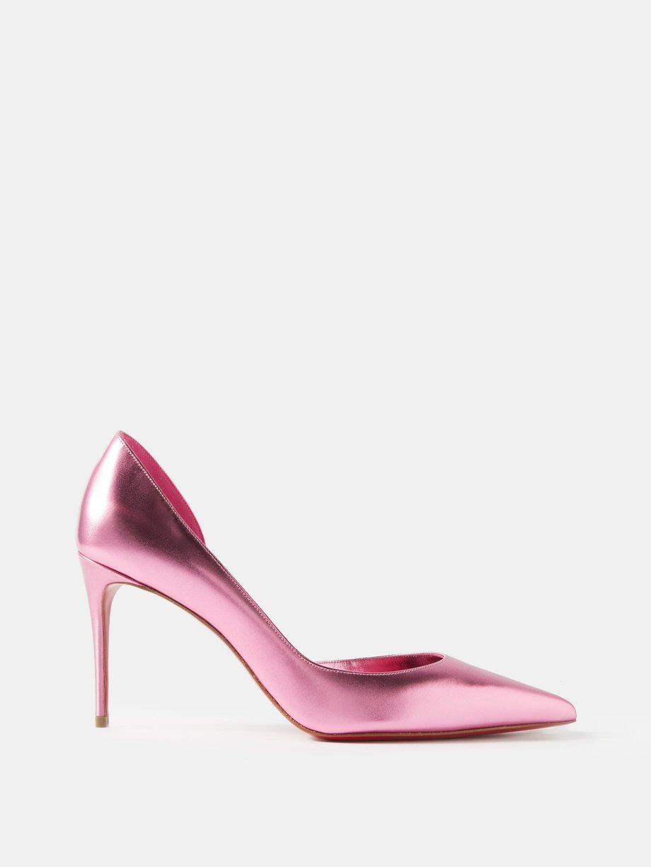 Pink Iriza metallic-leather stiletto pumps | Christian Louboutin ...