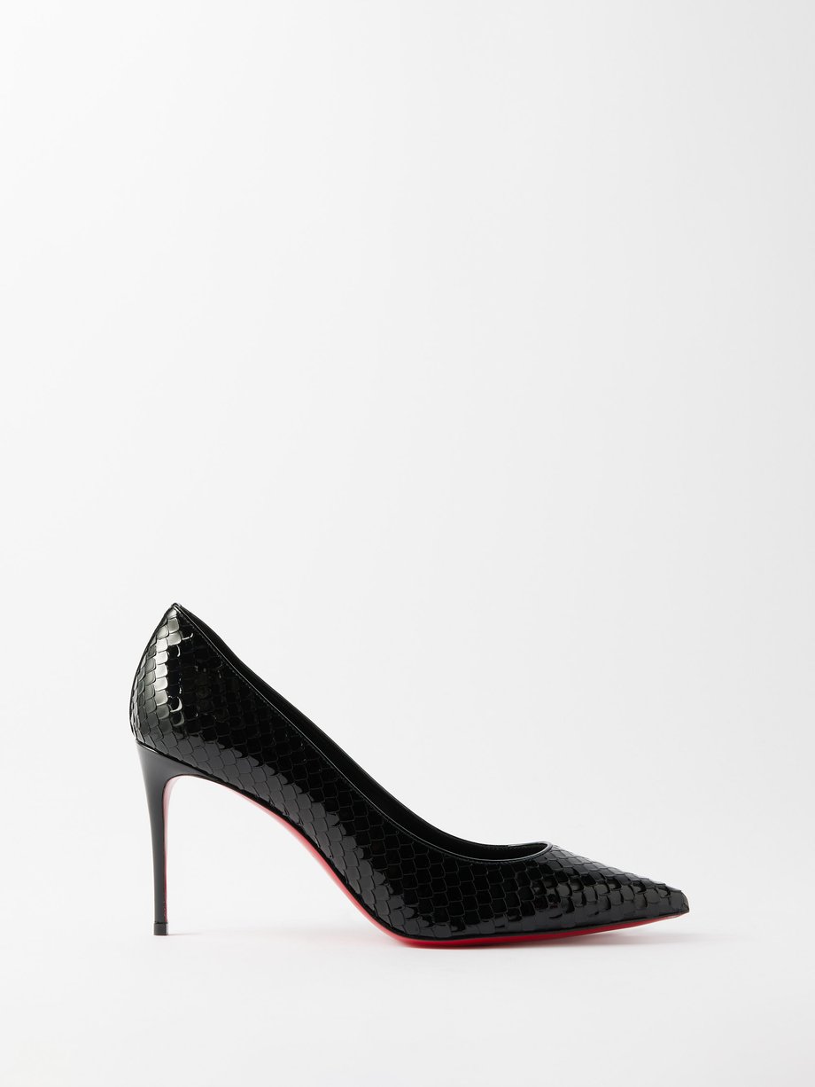 Christian Louboutin Kate 85 snake-effect patent-leather pumps