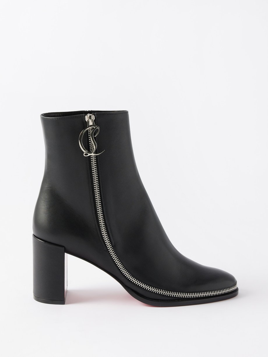 Black CL Zip Booty 70 leather ankle boots | Christian Louboutin
