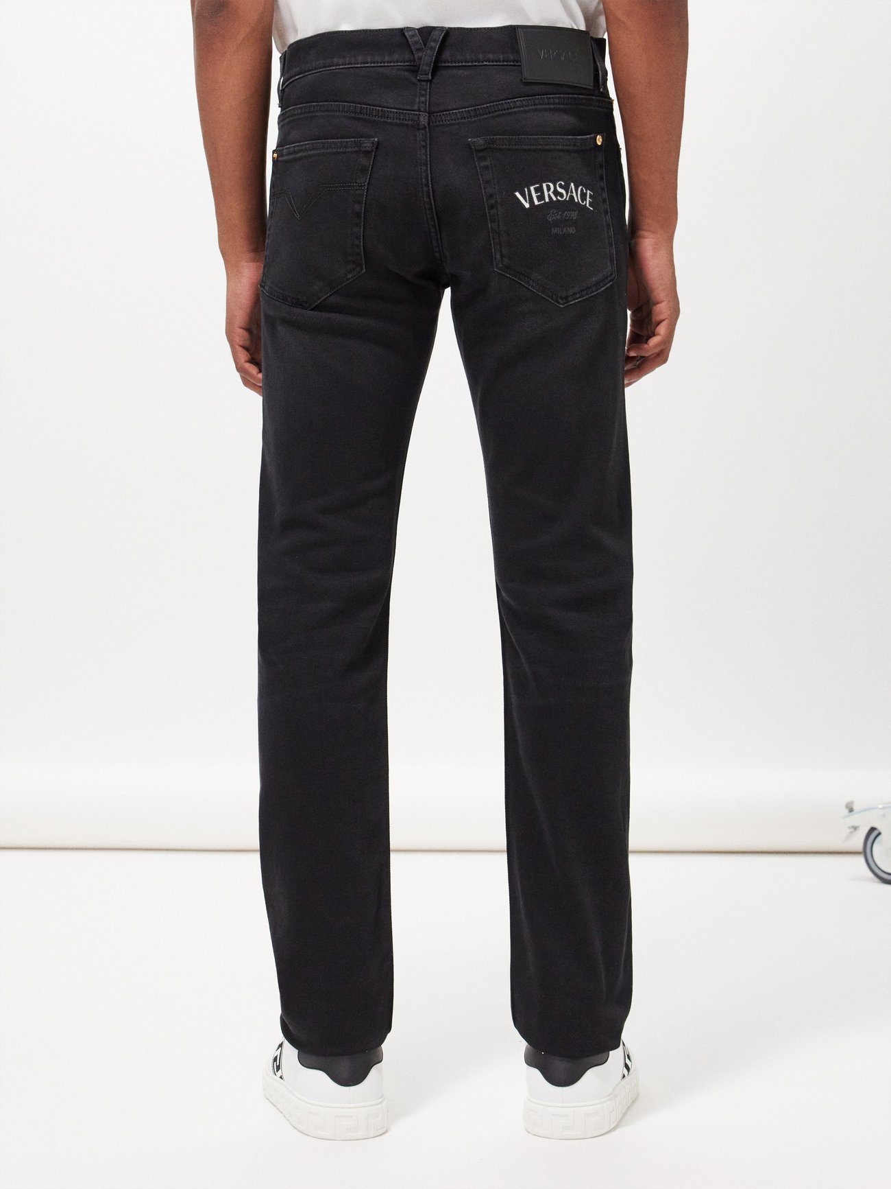 Versace Medusa Embroidered Slim-fit Jeans in Black for Men