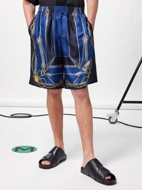 Versace Nautical-print silk-twill shorts