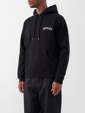 Versace Milano logo-embroidered cotton-jersey hoodie