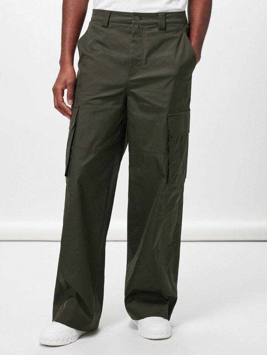 Green Wide-leg technical-shell cargo trousers | Valentino Garavani ...