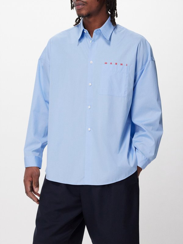 Marni Logo -rint cotton-poplin shirt