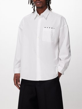 Marni Logo-print cotton-poplin shirt