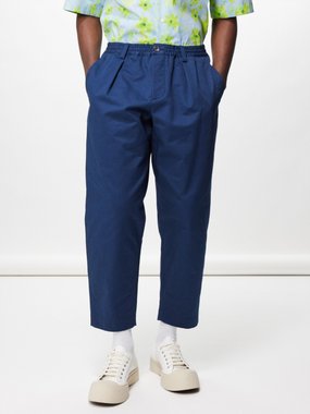 Marni Elasticated-waist cotton-gabardine trousers
