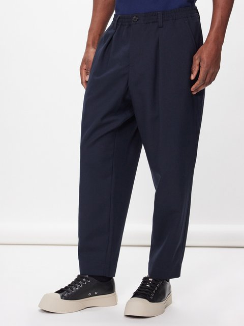 Navy Technical-pleated suit trousers | Homme Plissé Issey Miyake 