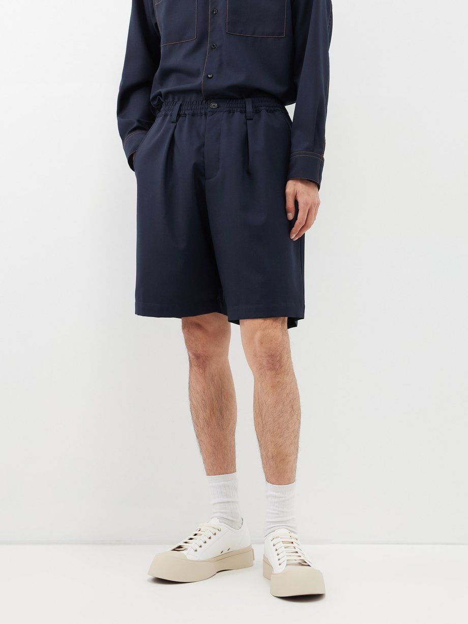 Marni Single-pleat virgin-wool Bermuda shorts