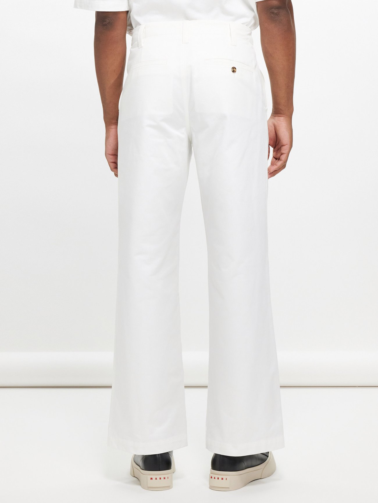 White Cotton-gabardine straight-leg trousers, Marni