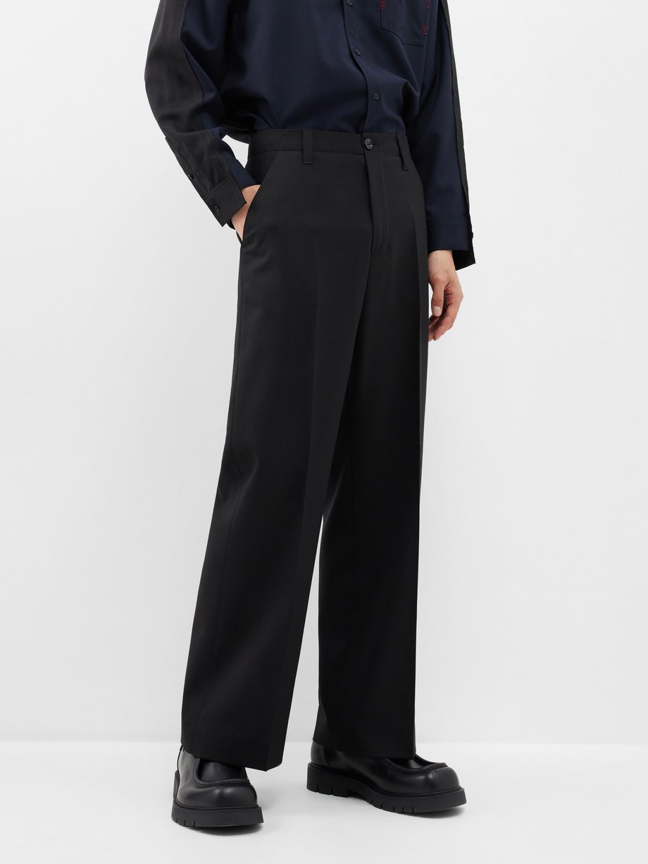 Black Wide-leg wool trousers | Marni | MATCHES UK