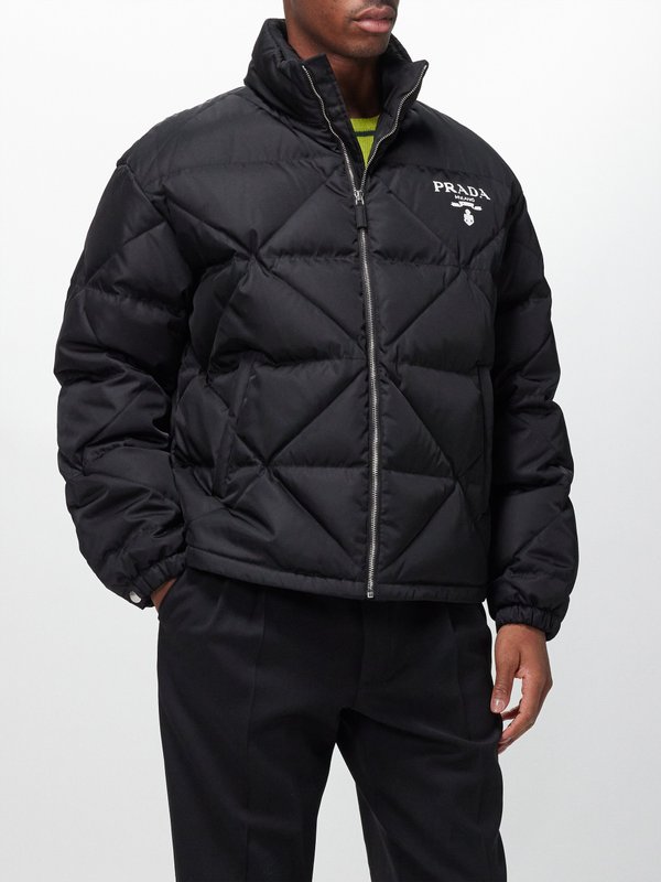 Black Logo-print quilted Re-Nylon down jacket, Prada