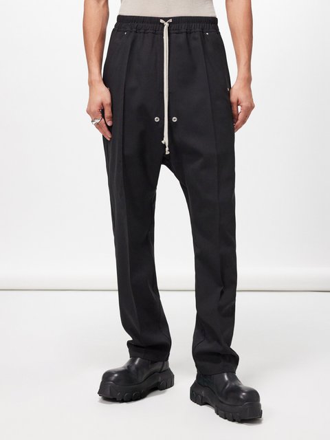 Black Elasticated-waist pinstripe-twill trousers, Giorgio Armani