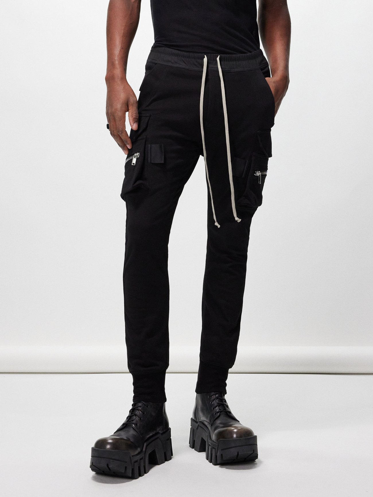 Black Mastodon cotton-jersey cargo trousers | Rick Owens