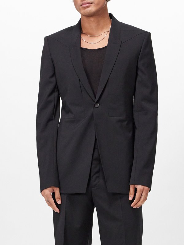 Rick Owens Fogpocket single-breasted twill suit jacket
