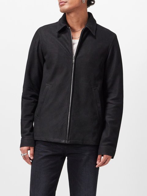 Black Brad nubuck-leather jacket | Rick Owens | MATCHES UK