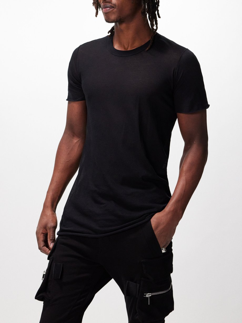 Black Raised-seam cotton T-shirt | Rick Owens | MATCHES UK
