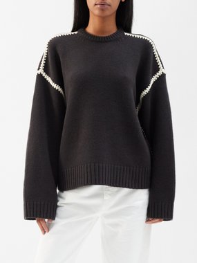 Toteme Embroidered wool-blend sweater
