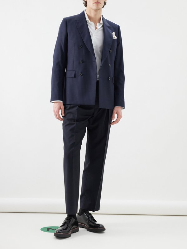 Paul Smith Double-breasted pinstriped-wool suit jacket