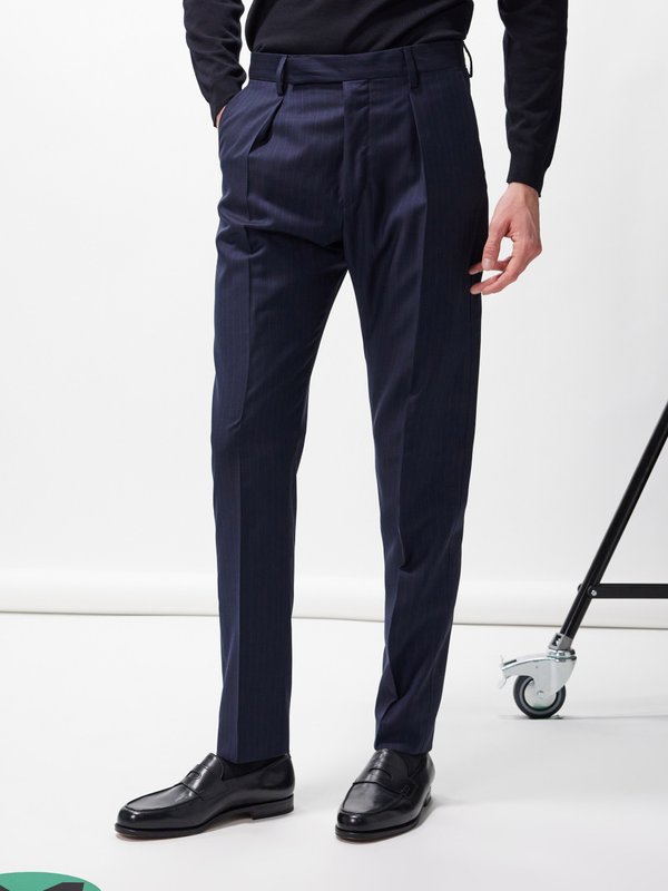 Paul Smith Pleated pinstriped wool suit trousers
