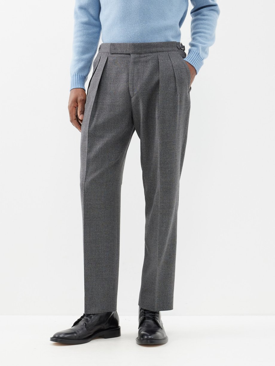 Double-pleated Tailored Wool Blend Pants